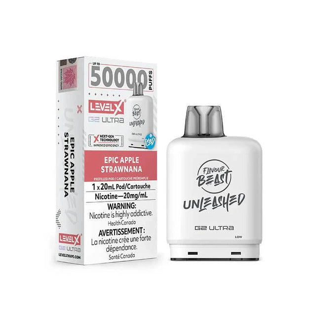 LEVEL X - Level X Flavour Beast Unleashed Ultra 50K Pod 20ml - Epic Apple Strawnana Iced - Psycho Vape