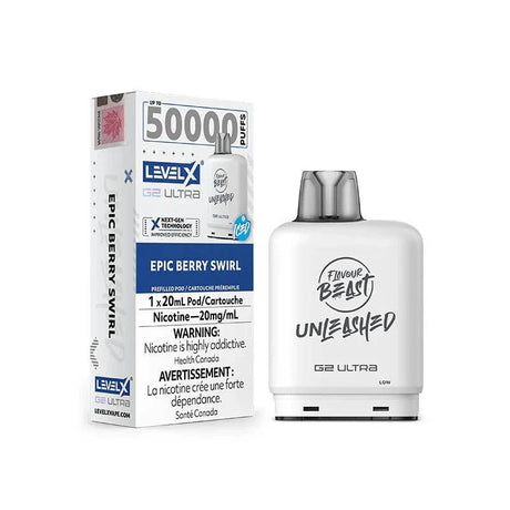 LEVEL X - Level X Flavour Beast Unleashed Ultra 50K Pod 20ml - Epic Berry Swirl Iced - Psycho Vape