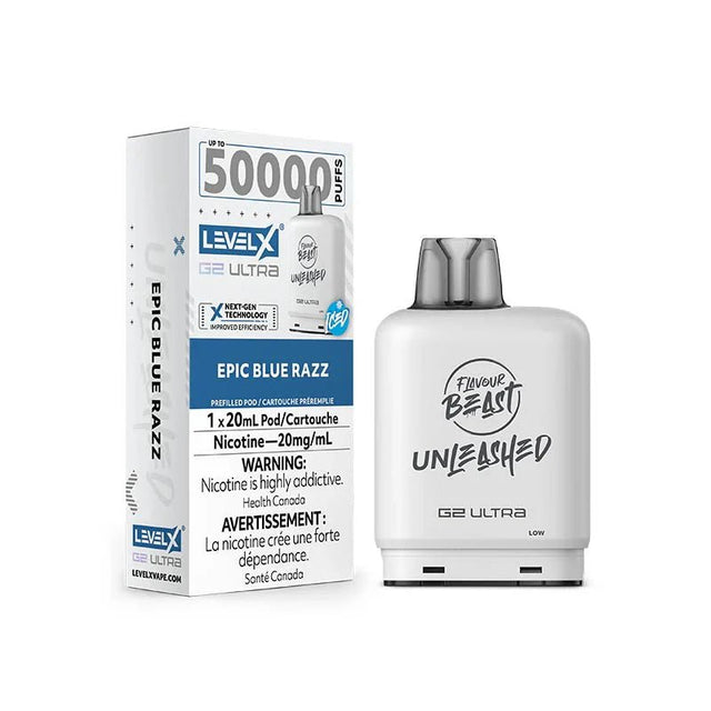 LEVEL X - Level X Flavour Beast Unleashed Ultra 50K Pod 20ml - Epic Blue Razz Iced - Psycho Vape