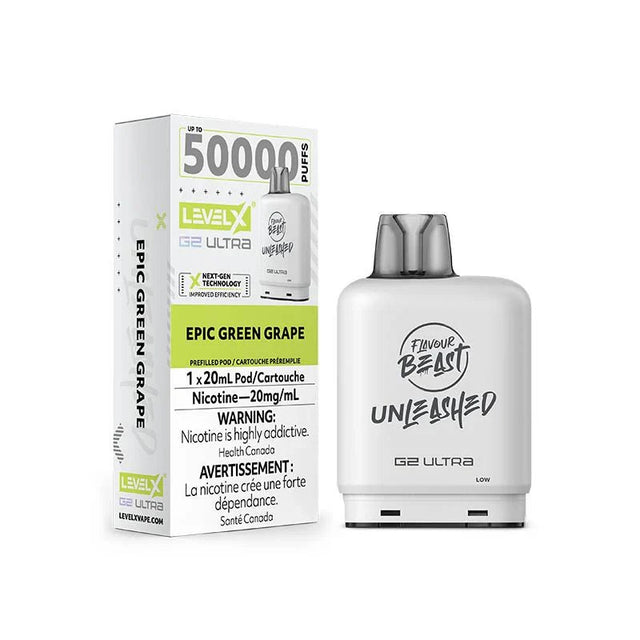 LEVEL X - Level X Flavour Beast Unleashed Ultra 50K Pod 20ml - Epic Green Grape - Psycho Vape
