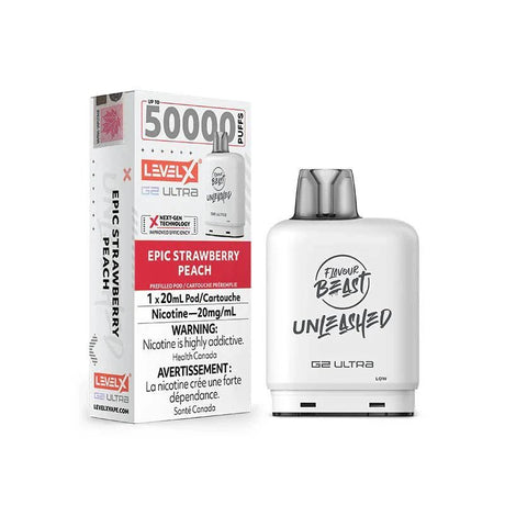 LEVEL X - Level X Flavour Beast Unleashed Ultra 50K Pod 20ml - Epic Strawberry Peach - Psycho Vape