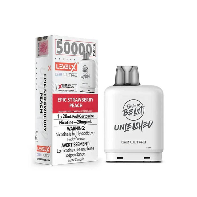 LEVEL X - Level X Flavour Beast Unleashed Ultra 50K Pod 20ml - Epic Strawberry Peach - Psycho Vape