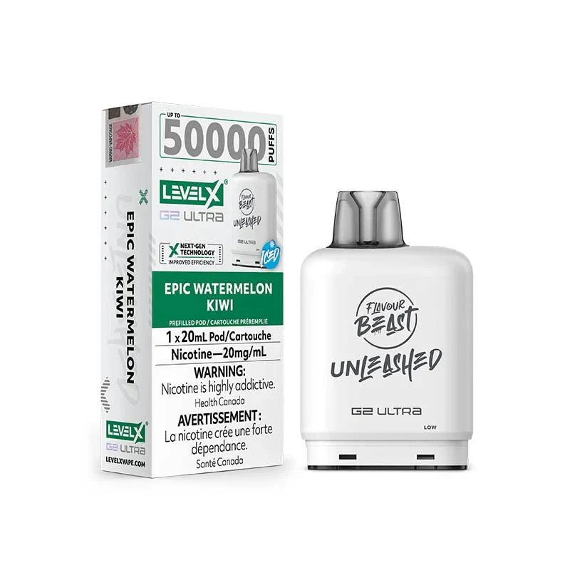 LEVEL X - Level X Flavour Beast Unleashed Ultra 50K Pod 20ml - Epic Watermelon Kiwi Iced - Psycho Vape