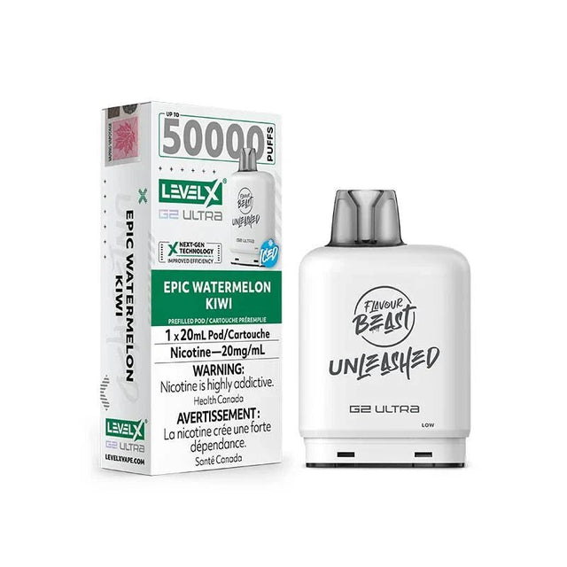 LEVEL X - Level X Flavour Beast Unleashed Ultra 50K Pod 20ml - Epic Watermelon Kiwi Iced - Psycho Vape