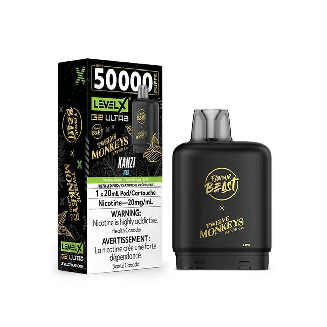LEVEL X - Level X G2 50K Ultra Pod - Flavour Beast X 12 Monkeys - Kanzi Iced - Psycho Vape