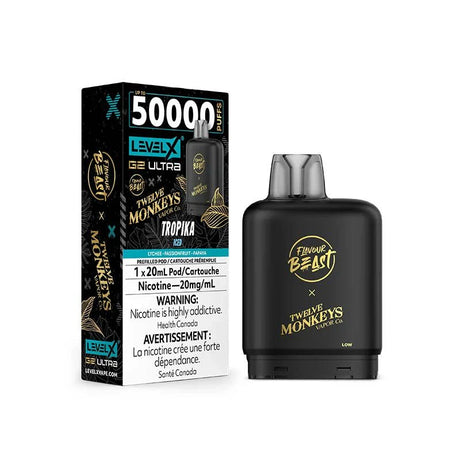 LEVEL X - Level X G2 50K Ultra Pod - Flavour Beast X 12 Monkeys - Tropika Iced - Psycho Vape