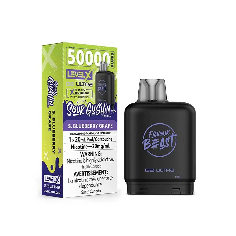 LEVEL X - Level X G2 Ultra Pod - Flavour Beast - Gushin S. Blueberry Grape - Psycho Vape