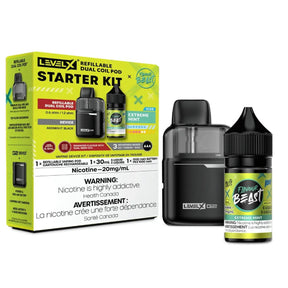 LEVEL X - Level X Refillable Pod Starter Kit - Black G2 Base + 5.5mL Pod + Flavour Beast E - Liquid - Extreme Mint Iced - Psycho Vape