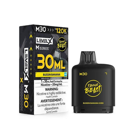 Level X M Series Pod - Flavour Beast - Bussin Banana Iced - Psycho Vape