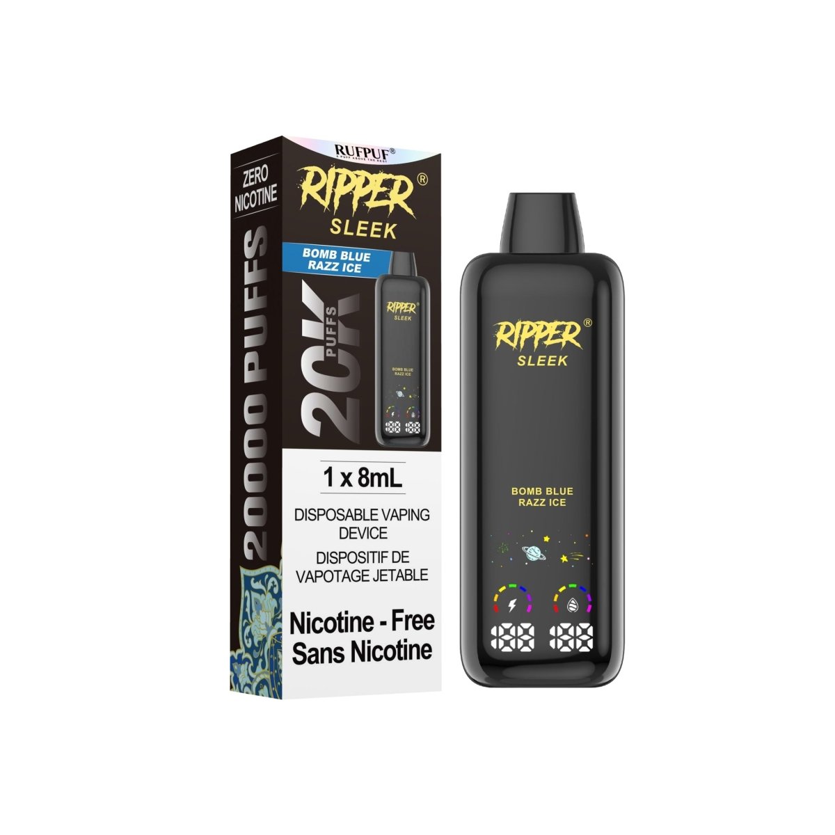 Ripper SLEEK 20K 0mg - Bomb Blue Razz Ice - Psycho Vape