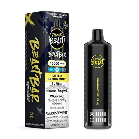 Shop Flavour Beast Beast Bar 15K Disposable - Lifted Lemon Mint Low Ice - at Vapeshop Mania