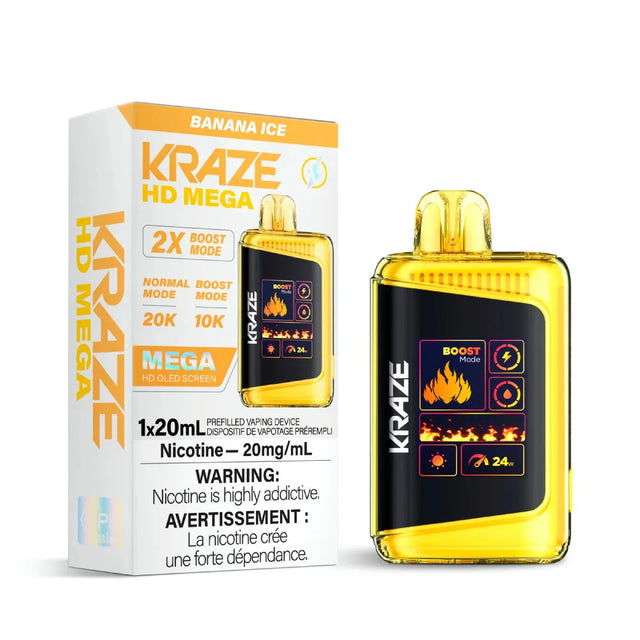 Shop Kraze HD Mega 20K Disposable - Banana Ice - at Vapeshop Mania