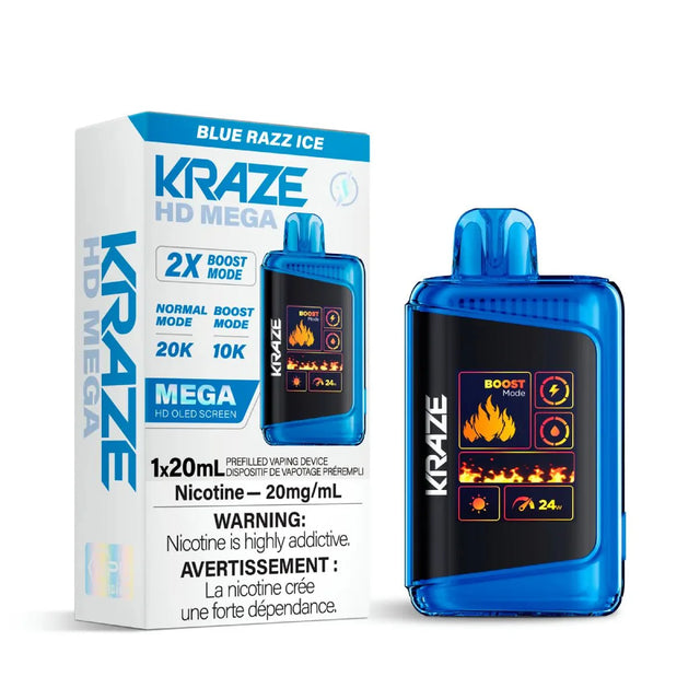 Shop Kraze HD Mega 20K Disposable - Blue Razz Ice - at Vapeshop Mania