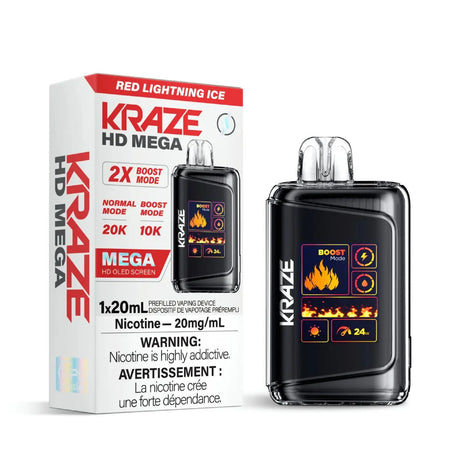 Shop Kraze HD Mega 20K Disposable - Red Lightning Ice - at Vapeshop Mania