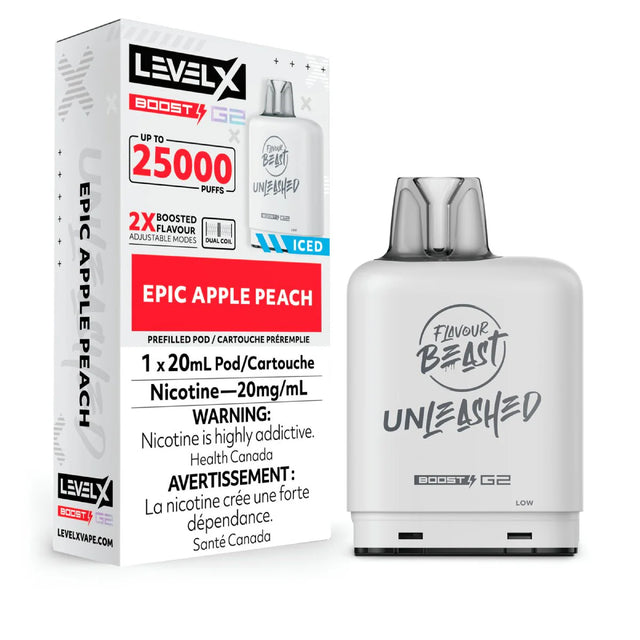 Shop Level X Boost 25K Pod 20ml - Unleashed - Epic Apple Peach - at Vapeshop Mania