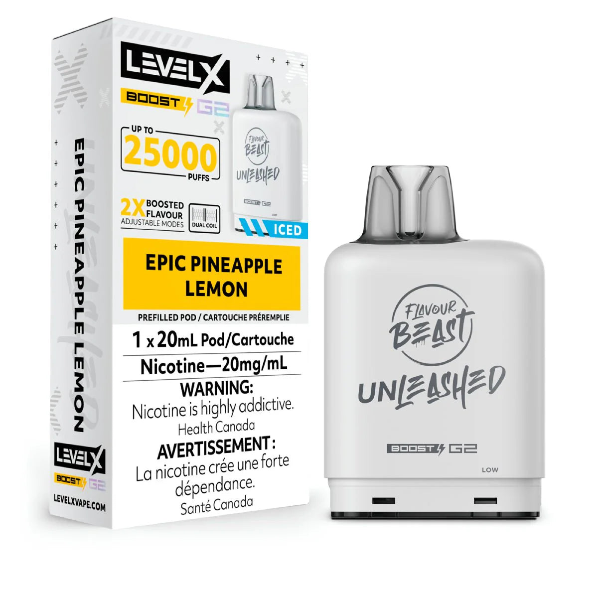 Shop Level X Boost 25K Pod 20ml - Unleashed - Epic Pineapple Lemon - at Vapeshop Mania