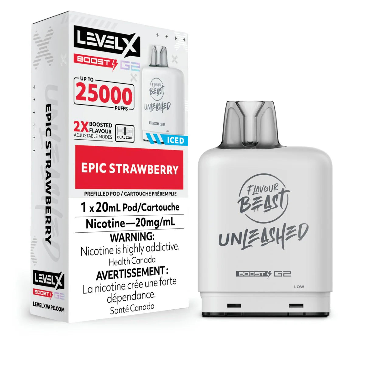 Shop Level X Boost 25K Pod 20ml - Unleashed - Epic Strawberry - at Vapeshop Mania