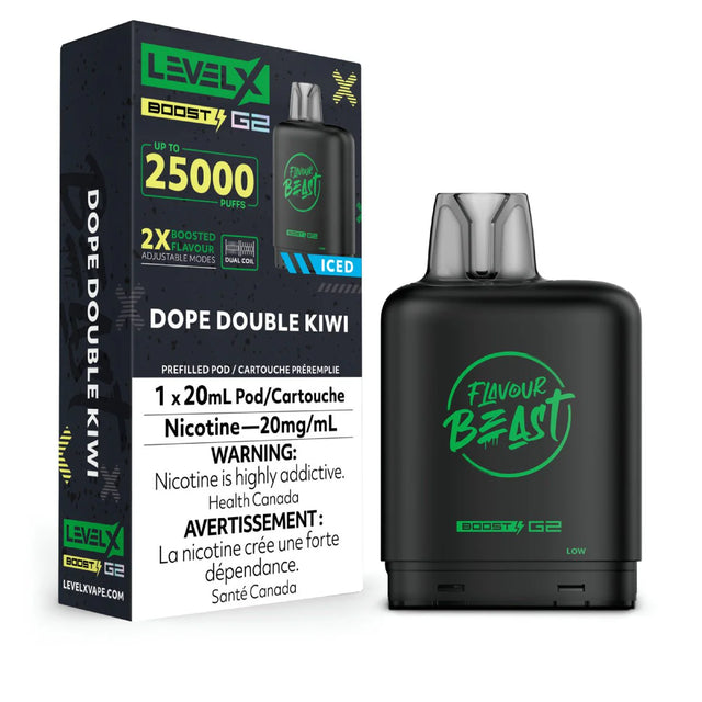 Shop Level X Boost Pod 20ml - Flavour Beast - Dope Double Kiwi - at Vapeshop Mania