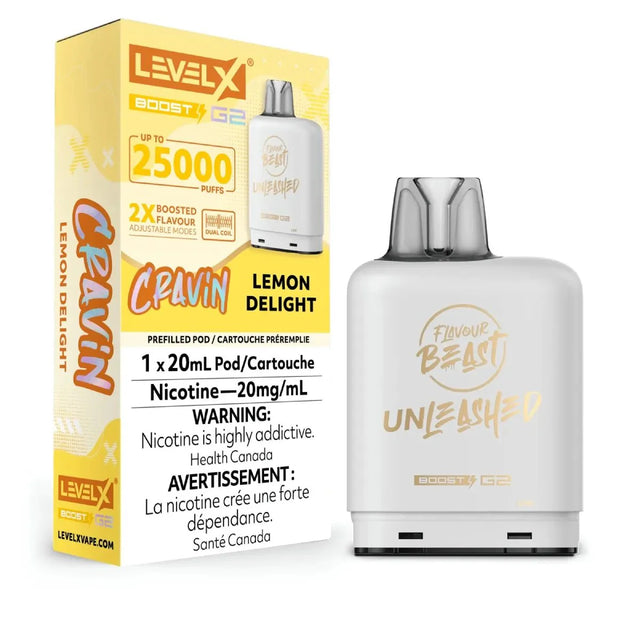 Shop Level X Boost Pod Unleashed 20mL - Lemon Delight - at Vapeshop Mania