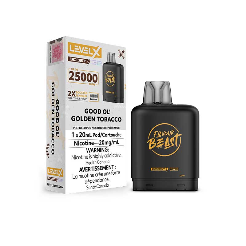 Shop Level X Flavour Beast Boost G2 Pod - Good Ol' Golden Tobacco - at Vapeshop Mania