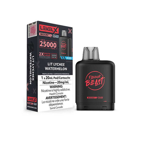 Shop Level X Flavour Beast Boost G2 Pod - Lit Lychee Watermelon - at Vapeshop Mania