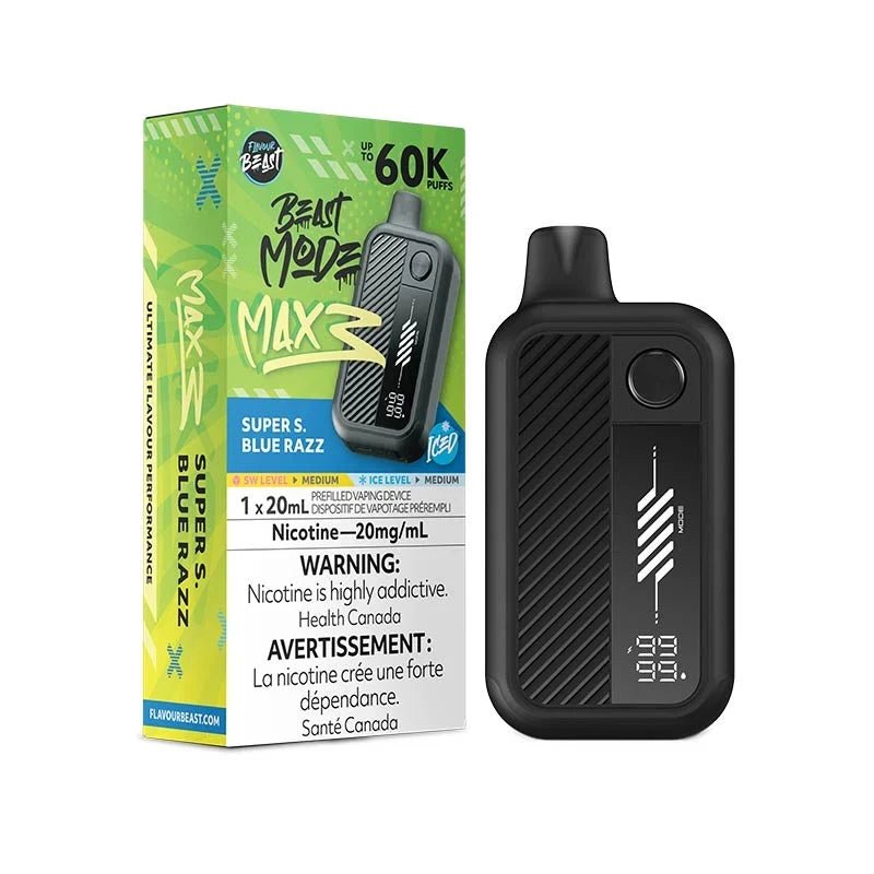 Super S. Blue Razz Iced – Flavour Beast Mode Max 3 60K Disposable Vape - Psycho Vape